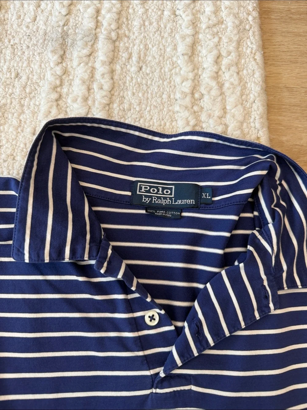 Ralph Lauren Navy and White Striped Polo